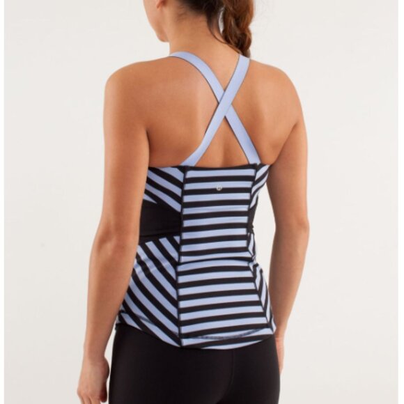 Lululemon Work It Out Tank Sea Stripe Polar Haze Black / Black Size 6 - Picture 6 of 7